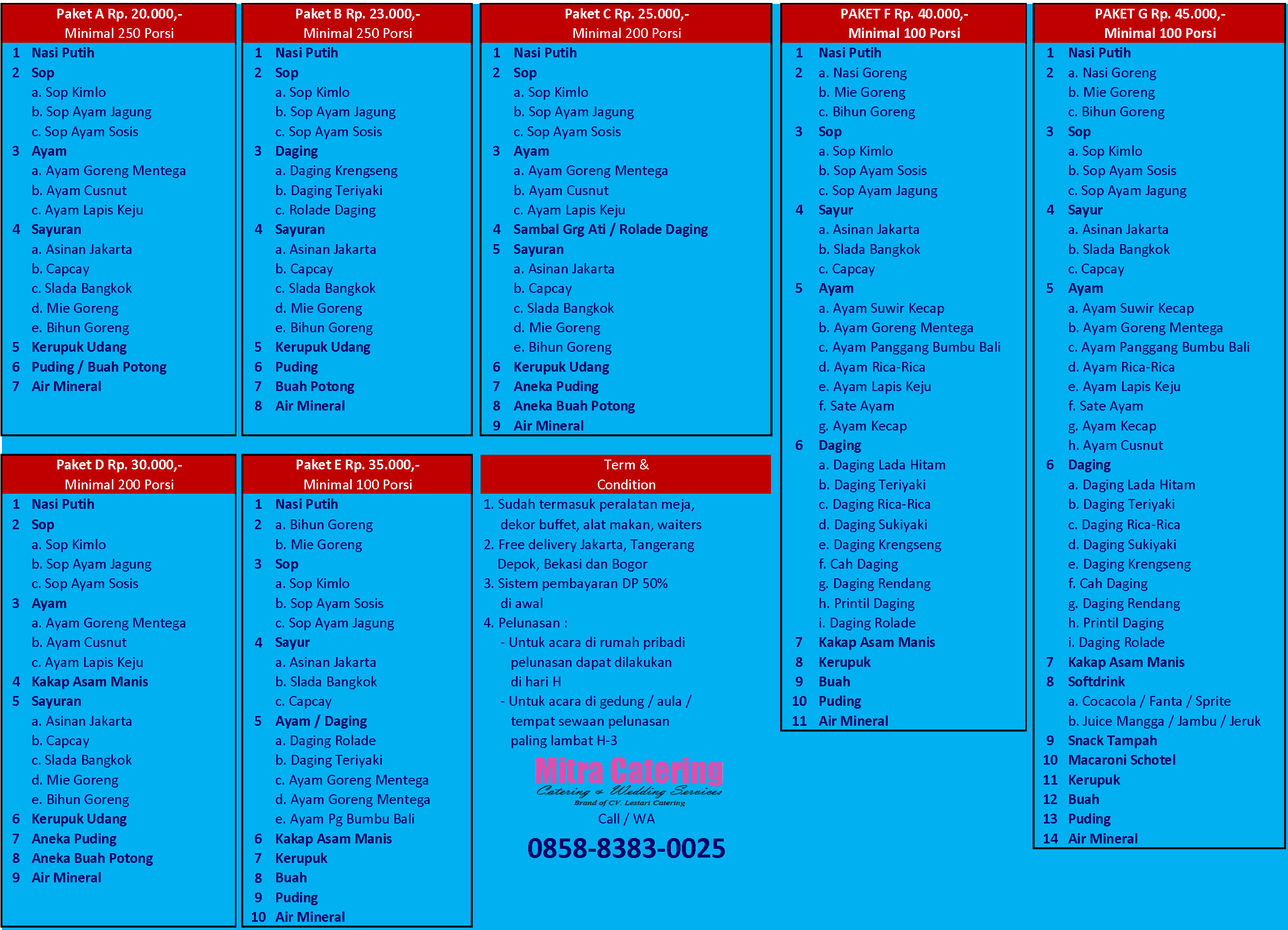 Daftar harga paket catering pernikahan murah di rumah dan gedung 2023